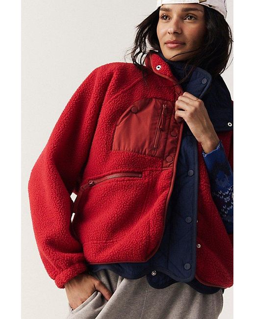 Fp Movement Red Hit The Slopes Fleece Jacket
