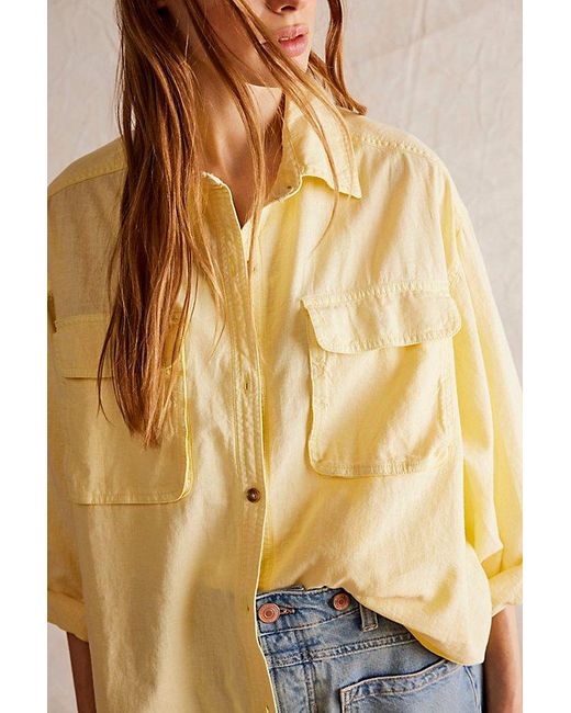 Free People Blue We The Free Made For Sun Linen Shirt