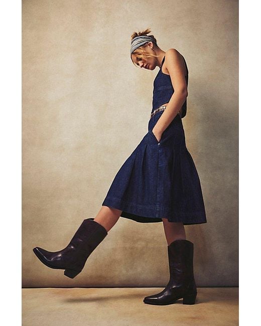 Free People Blue Emmy Washed Western Boots