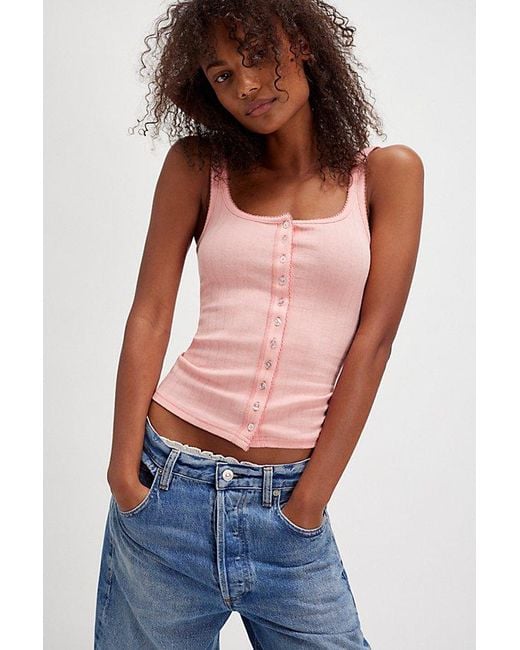 Intimately By Free People Pink End Game Pointelle Tank Top