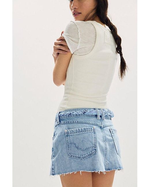 Free People Blue Lainey Low-Rise Mini Skirt