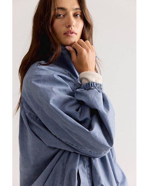 Free People Blue Chelsea Funnel-Neck Jacket