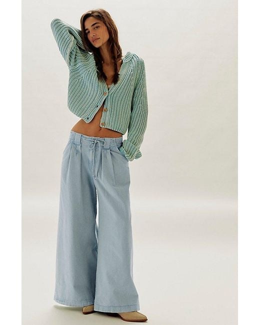 Free People Green Julien Wide-Leg Chino Trousers