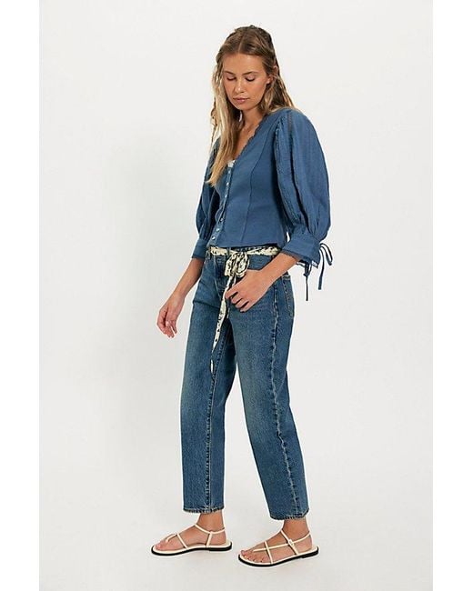 Free People Blue Sumner Lace Blouse