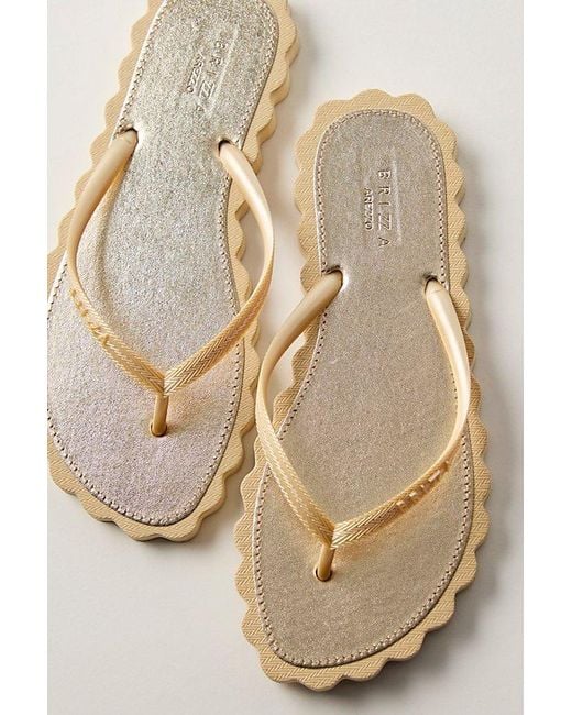 Brizza Arezzo Natural Cookie Cutter Scalloped Flip Flops By