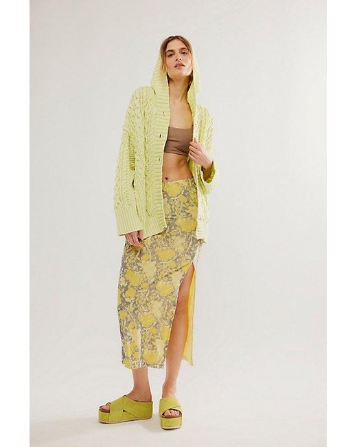 Free People Yellow Homestead Cable Cardigan