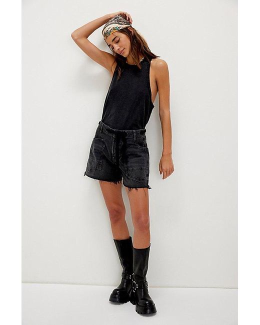 Free People Black Moxie Barrel Shorts