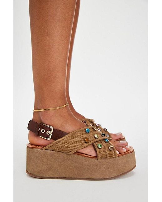 Free People Brown Beach Club Embellished Platforms