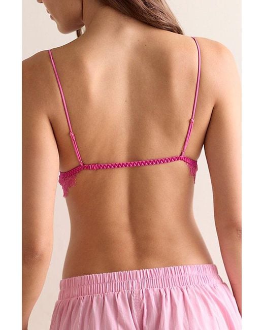 Intimately By Free People Pink Lacebound Longline Triangle Bralette By