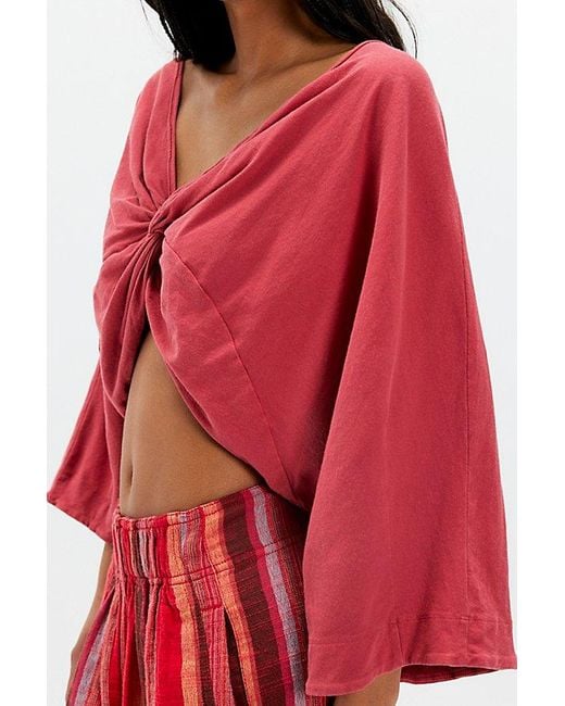 Free People Red Found You Long-Sleeve Tee