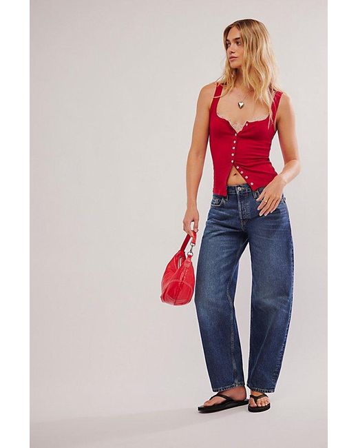 Intimately By Free People Red End Game Pointelle Tank Top