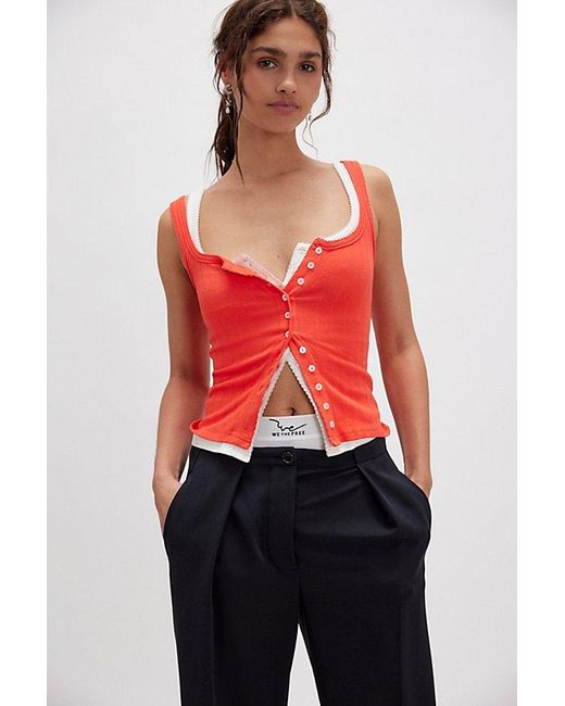 Free People Red End Game Pointelle Tank