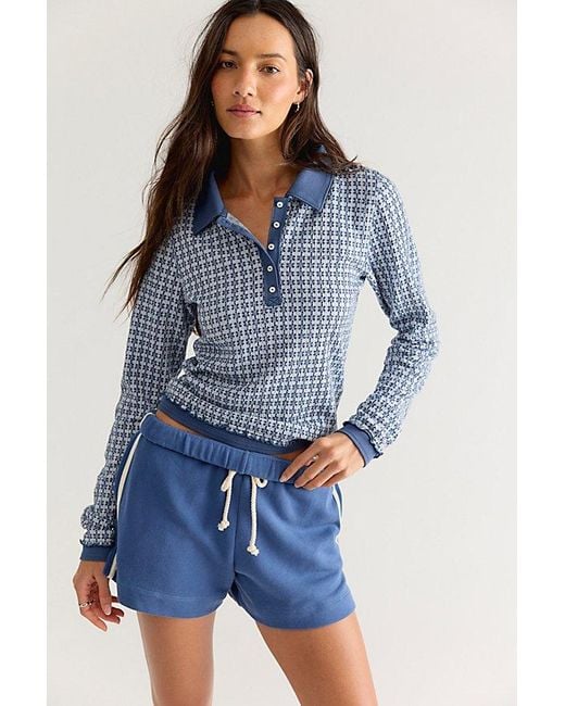 Free People Blue Ginny Long Sleeve Top