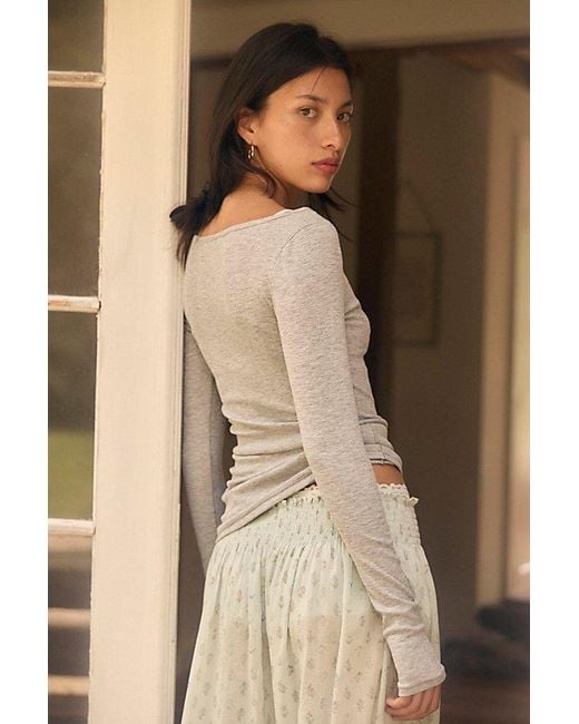 Intimately By Free People Natural Keeping It Light Ribbed Boat Neck Top By
