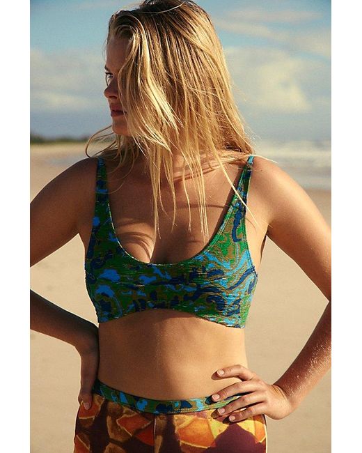 Free People Green Free-Est Farrah Printed Crop Bikini Top