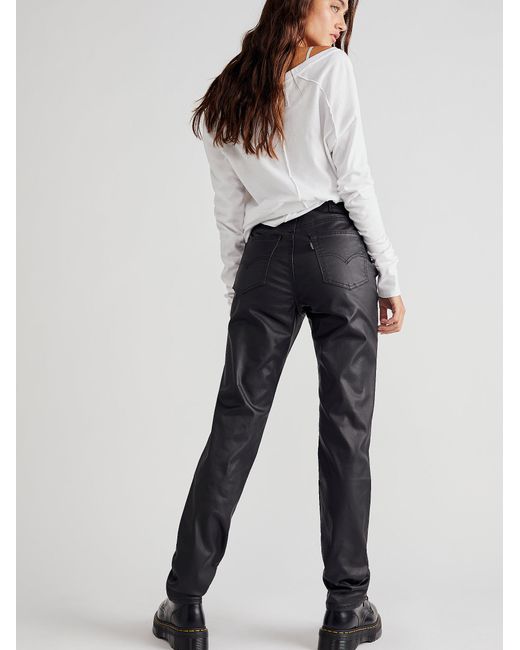 Free People Levi's 724 Coated High-rise Straight Jeans in Grey | Lyst Canada