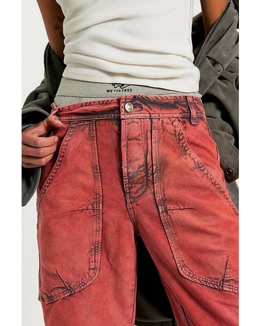 Free People Red Break Through Shorts