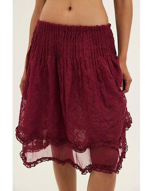 Free People Red Sanderson Midi Skirt