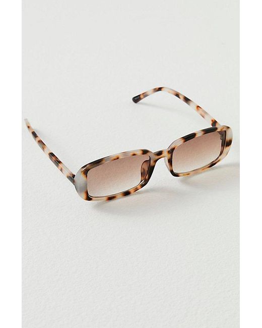 Free People Natural Soho Slim Square Sunglasses At In Snow Tort