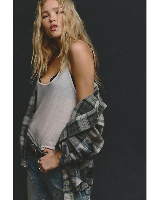 Free People Black We The Free Lexi Plaid Button Down