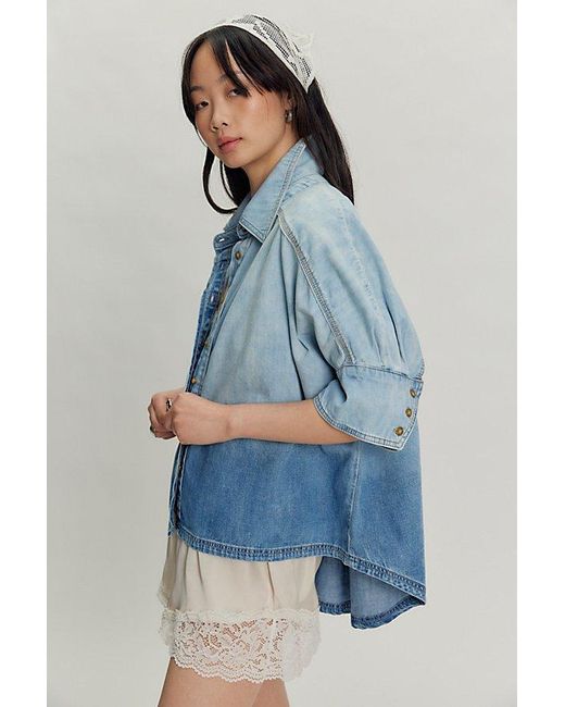 Free People Blue Seaside Denim Button Down