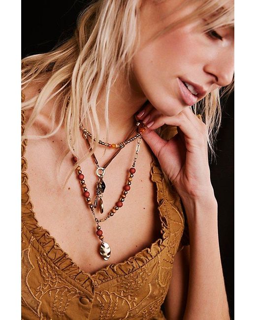 Free People Brown Protagonist Layered Necklace