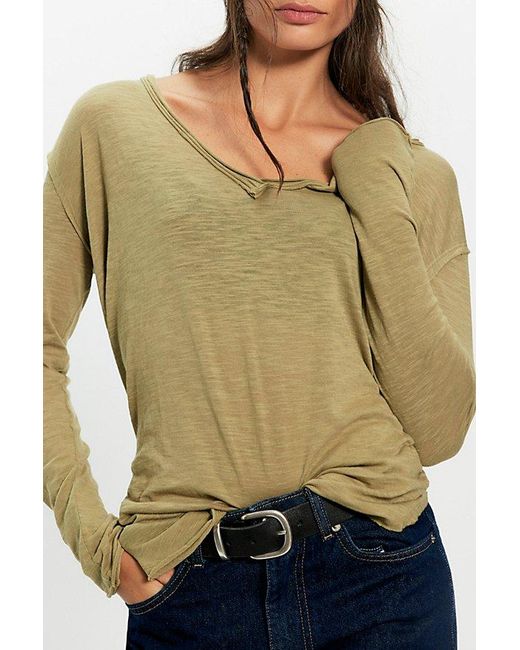 Free People Blue Real One Long Sleeve Top