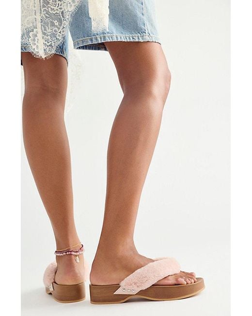Seychelles Pink Ocean Ave Fuzzy Thong Sandals By