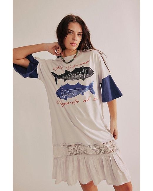 Free People Multicolor Toro Graphic Tee Midi Dress