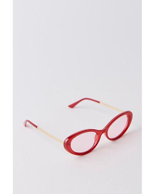 Free People Red Mae Oval Sunglasses