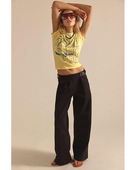 Daydreamer Yellow Postcards Burnout Vintage Baby Tee