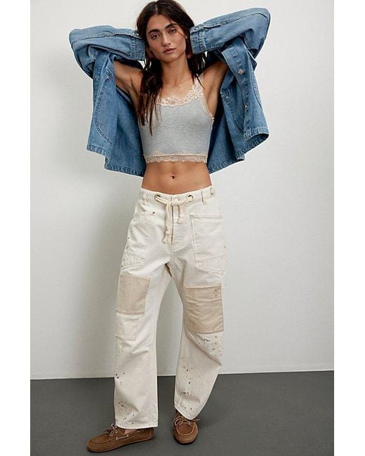 Free People Natural Moxie Pull-on Barrel Jeans At Free People In White, Size: 27