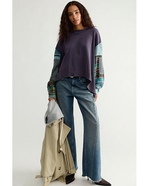 Free People Blue We The Free Alston Long Sleeve Top