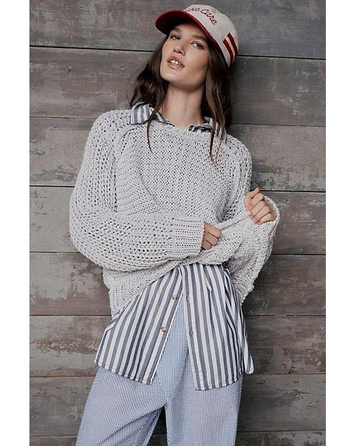 Free People Gray We The Free Essential Linen Crew