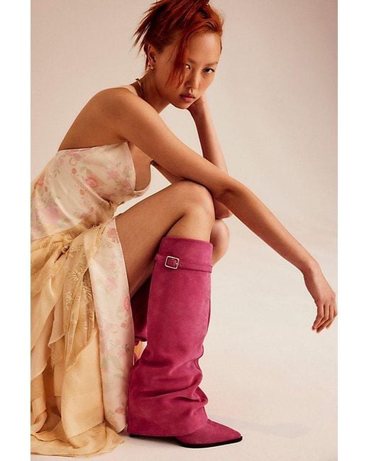 Free People Pink Felicity Foldover Boots