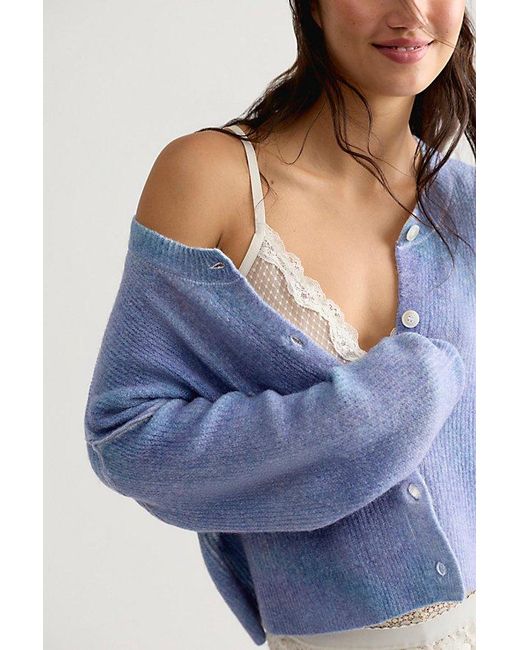 Free People Blue Ottilie Softspun Ribbed Knit Cardi