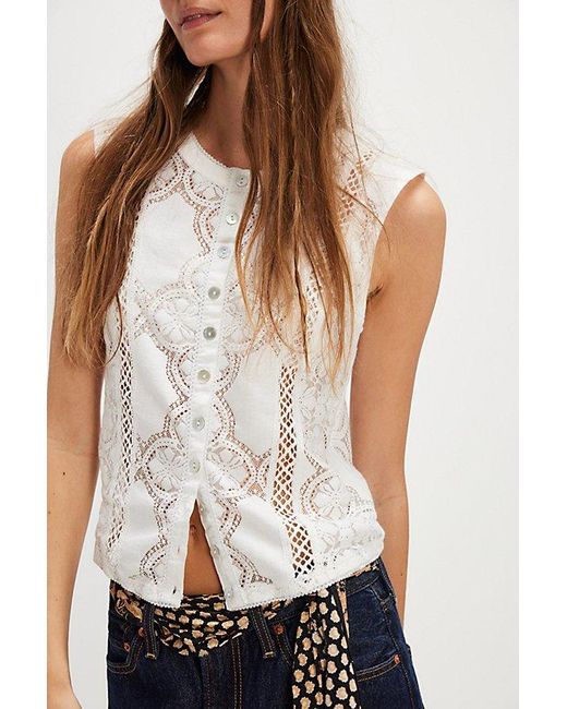 Free People White Jae Knit Top