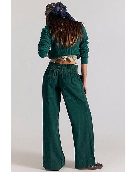 Free People Green Breezy Denim Pull-On Jeans