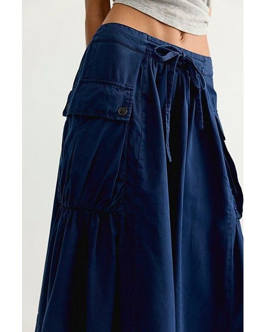 Free People Blue We The Free Trailblazer Cargo Midi Skirt
