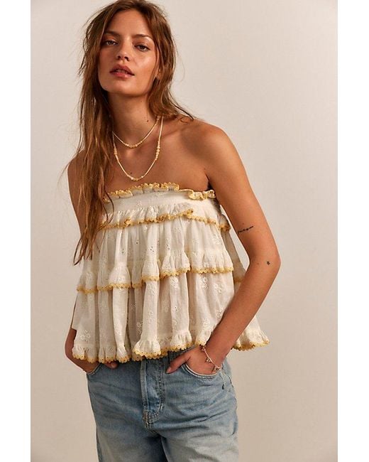 Free People Blue Daisy Drift Tube Top