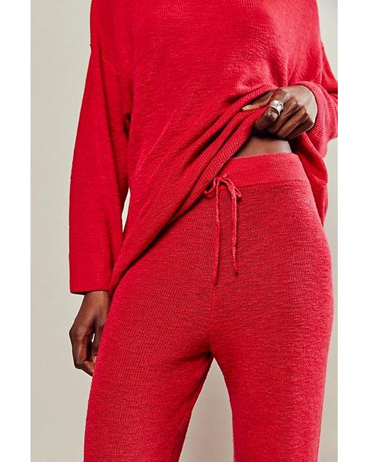 Free People Red Malibu Solid Pant Surf Set