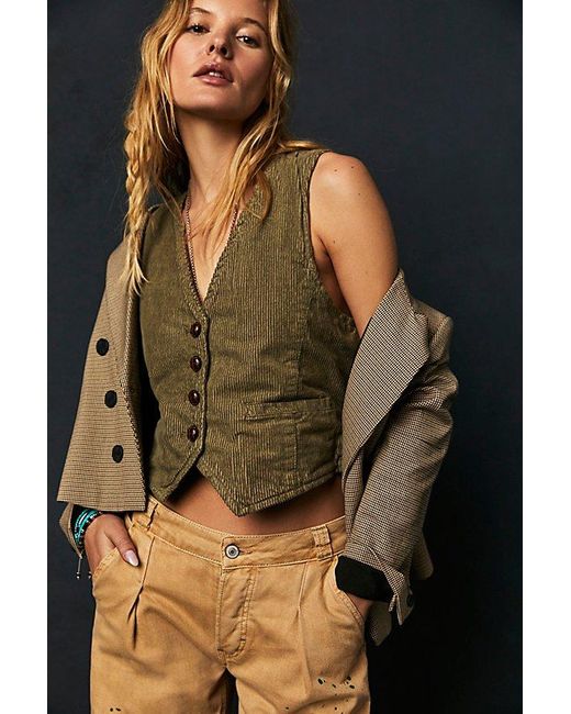 Free People Green Charley Cord Vest