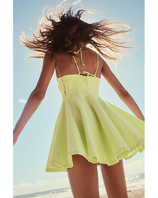 free-est Green Tan Lines Stretch Linen Mini Dress By