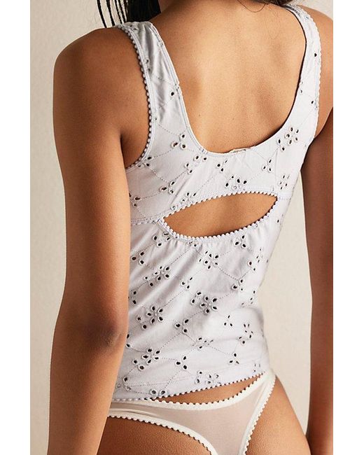 Intimately By Free People Gray Full Bloom Cotton Eyelet Cami By