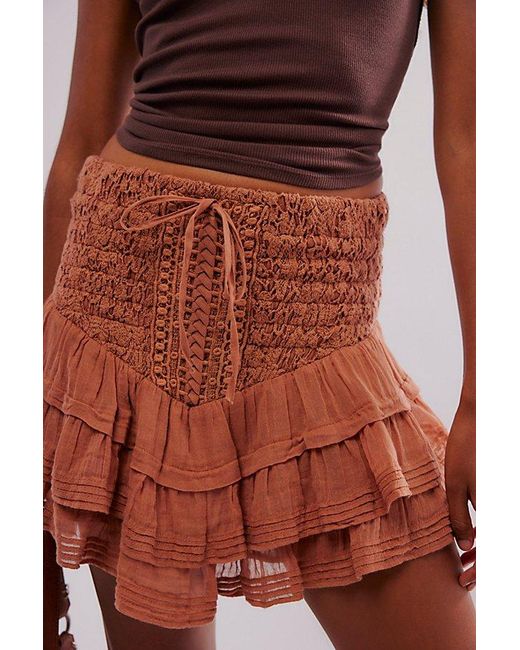Free People Brown Fp One Lucia Mini Skirt