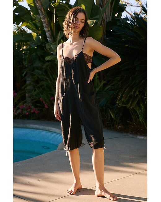 Free People Black Down For The Day Romper