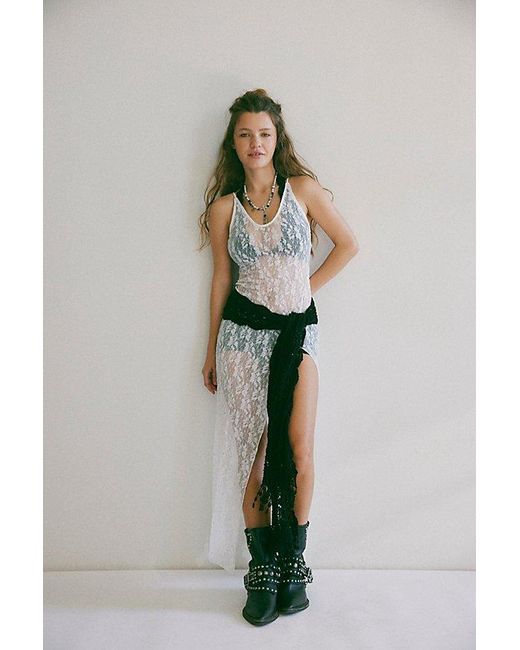 Free People White Dim The Lights Maxi Slip