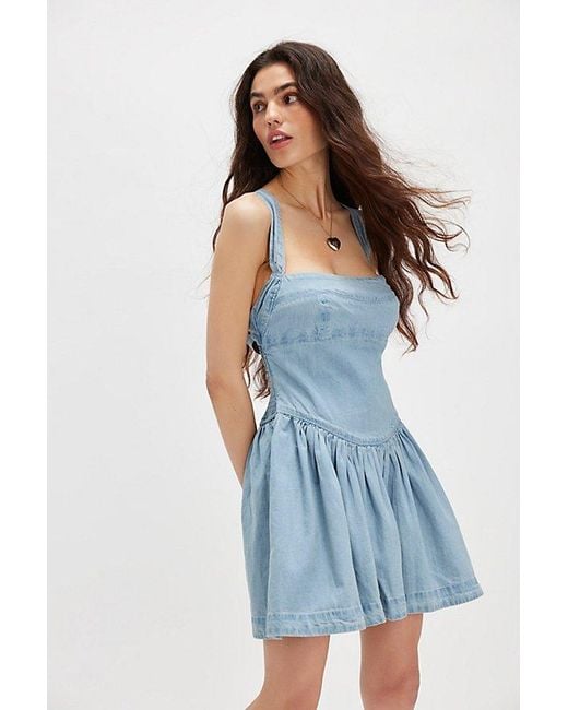 Free People Blue Laurel Denim Mini Dress