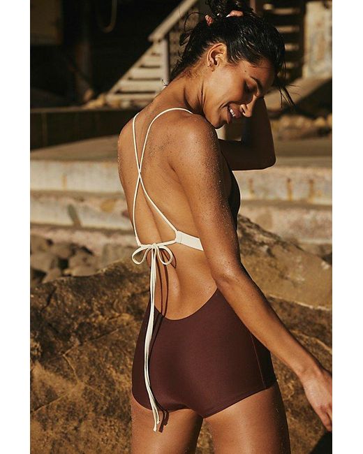 Seea Brown Sano One-piece Surf Suit At Free People In Cappuccino, Size: Medium