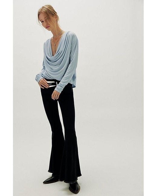 Free People Gray Jane Draped Long Sleeve Top